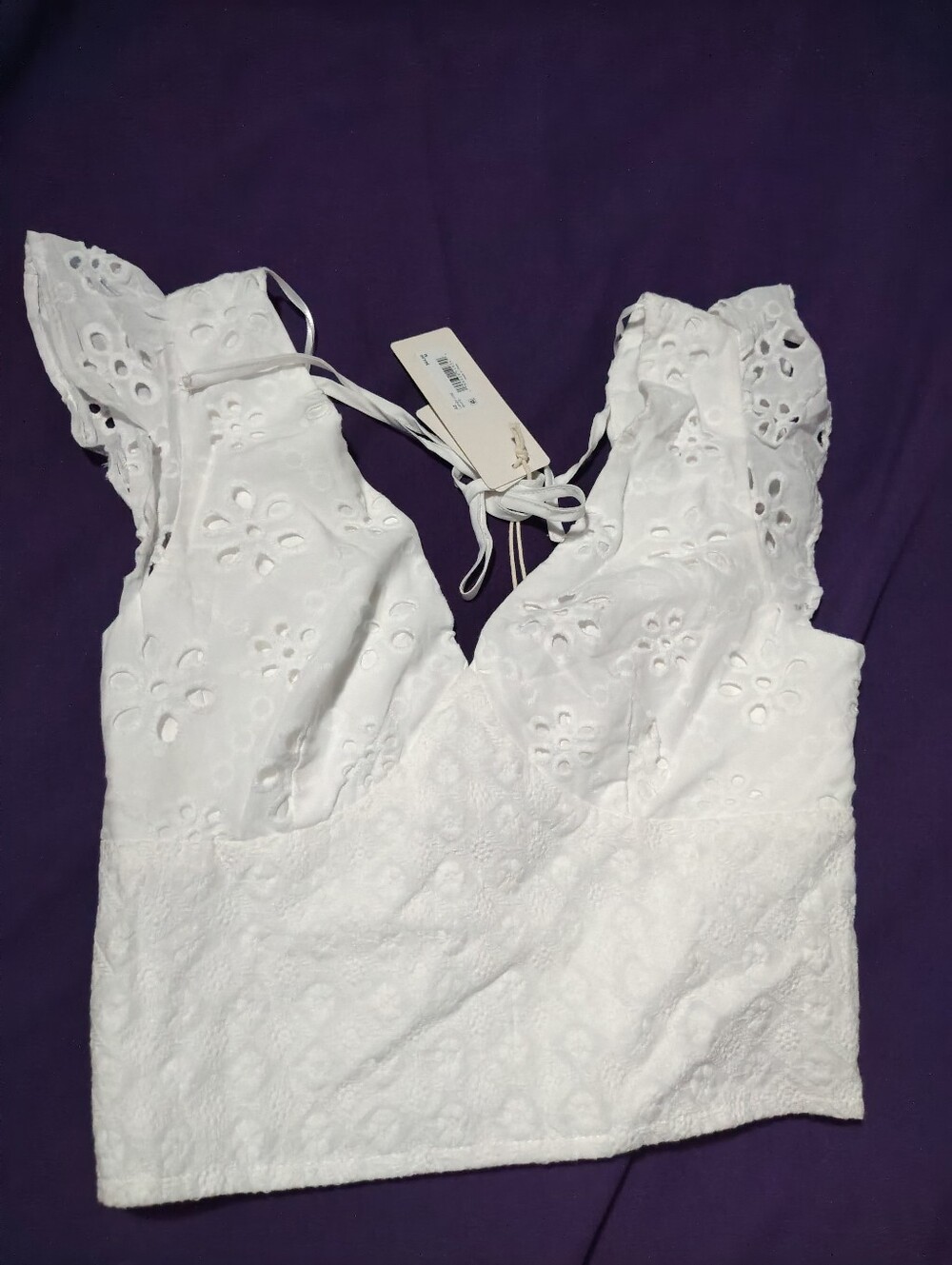 Altar'd State White Eyelet Lace Tie-Back Tank